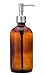 Jarmazing Products Amber Glass Jar Soap and Lotion Dispenser with Stainless Steel Pump - 16 oz