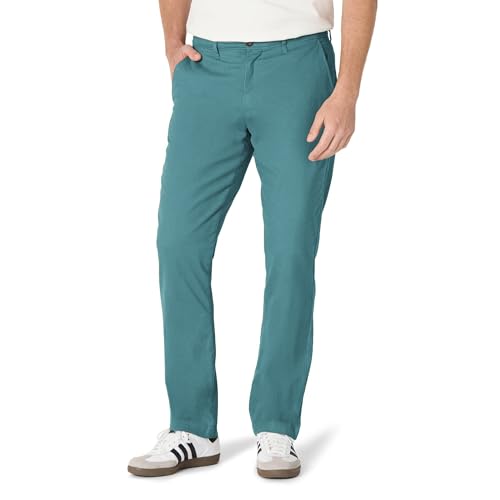 Amazon Essentials Pantalon Chino Extensible Décontracté à Coupe Athlétique (Grandes Tailles Disponibles) Homme, Vert Foncé, 32W / 29L
