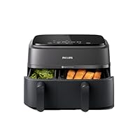 Philips Airfryer 3000 Series Dual Basket - 2 Drawer Air Fryer, 3L + 6L Capacity, RapidAir Plus Technology, 13 Ways to Cook, 90% Less Fat, Easy to Clean, Digital Touchscreen, Energy Saving (NA350/00)