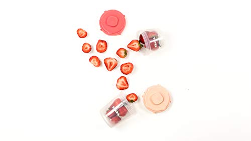 BEABA Clip Containers, Set of 6, 2 oz & 4 oz for Snacks and Baby Food, Pink