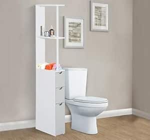 Estante de Red genérico, Moderno, de Madera Blanca, para baño, Alto y