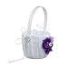 Romantic Wedding Party Bowknot Faux Pearl Flower Girl Basket with Heart Shape Decor - Purple