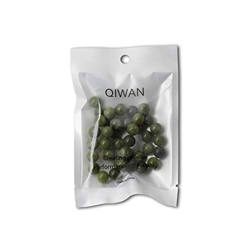 Qiwan 35PCS 10mm Natural Color Taiwan Green Jade Green Stone Round Loose Beads for DIY Jewelry Making - Thumbnail 4