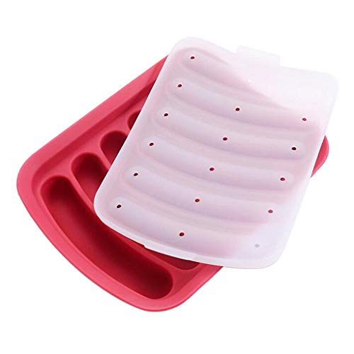 Non-Stick Silicone Sausage Mold for Homemade Hot Dogs, DIY Hot Dogs, FDA Approved and BPA Free, Hot Dog Mold for Oven and Microwave (Red, 6-Cavity) - Thumbnail 5