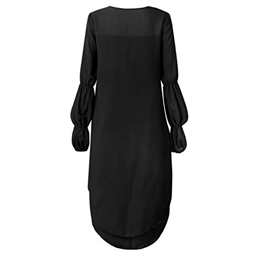 TIFENNY Women's Leopard Printed Asymmetric T-Shirts Long Irregular Hem Plain Lantern Sleeve Tops Loose Blouse