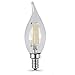 Feit Electric - Decorative Clear Glass Filament LED Dimmable 60W Equivalent Daylight (5000K) Flame Tip Chandelier Bulb, Pack of 2 (BPCFC60/850/LED/2)