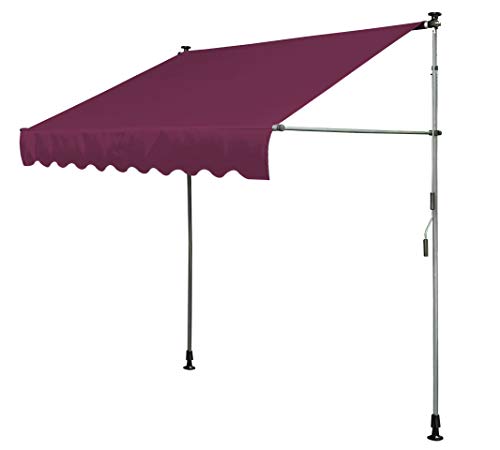 QUICK STAR Klemmmarkise 300 x130cm Bordeaux Balkonmarkise Sonnenschutz Terrassenüberdachung Höhenverstellbar von 200-290cm Markise Balkon ohne Bohren – Bild 6