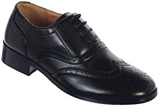 Tip Top Kids Little Boys Black Wingtip Lace Up Closure Elegant Dress Shoes 5-8 Toddler