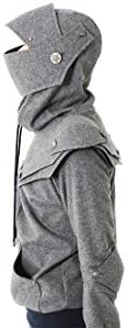 Greekknight Men's Arthur Armored Medieval Armor Pullover Hoodie 100% Handmade X-Large Grey