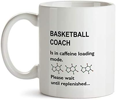 Basketball Coach Gift - Funny Caffeine Molecule Loading Mug Caffeinated Thank You Appreciation Best Ever Coworker Coffee Tea Lover Addict Cup Addicted Colleague