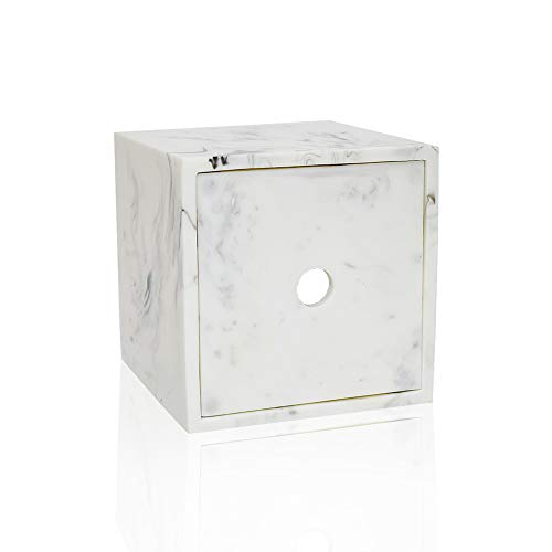Jung Ford Square Tissue Box Cover, Facial Napkin Holder for Bathroom Living Room Office, Marble-Imitated Made of Resin - Thumbnail 3