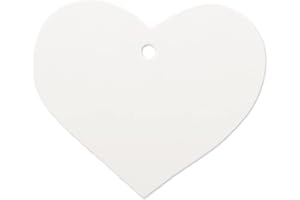 LWR CRAFTS 100 Hang Tags Heart with Jute Twines 100ft (2 3/8" x 2 3/16", White)
