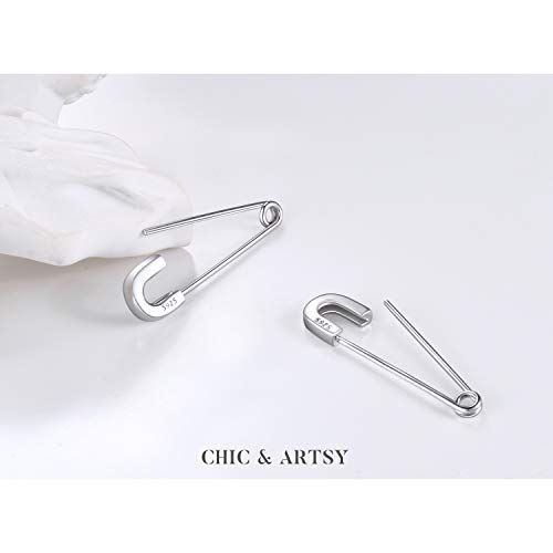 Safety Pin Earring 925 Sterling Silver Safety Pin Earrings for Women