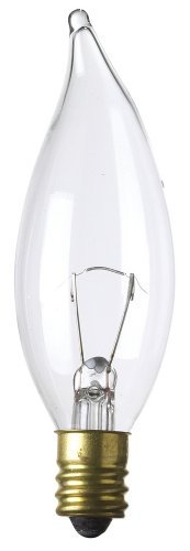 Candex - 25 Watt Candelabra E12 Base Decorative Flame Tip 12 Volt Bulb (10 PACK)