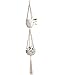 Mkono Macrame Double Plant Hanger Indoor Outdoor 2 Tier Hanging Planter Cotton Rope 4 Legs 67 Inch