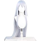 osseoca Long Silver Gray Cosplay Synthetic Hair with Long Bangs Natural Anime Halloween Carnival Party COS Ombre Wigs