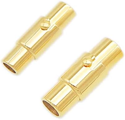 5pcs Stainless Steel Jewelry Clasps,Magnetic Clasp Leather Cord End Cap Bracelet Integral Clasp for Jewelry Making (Gold Plated, Fit for 8mm Cord)