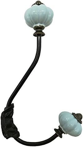 WISHAVE Creative Curtain Hooks Ceramic Pumpkin Decorative Clothes Coat Hat Wall Metal Hangers (Blue)