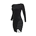 Women's Sexy Bodycon High Split Long Sleeve Bandage Party Night Club Mini DressBlack Medium
