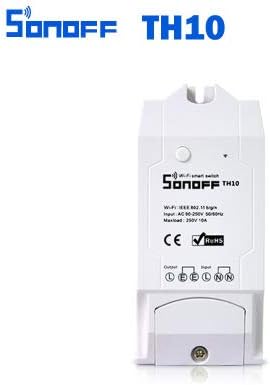 Sonoff TH10 WiFi Smart Switch Temperature and Humidity Monitor, Smart Home Timer Remote Control Work with Amazon Alexa (without the sensor cable).