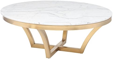 Aurora Coffee Table in White and Gold by Nuevo