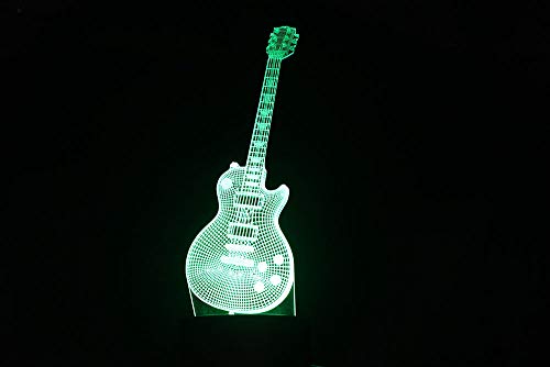 Electric Guitar 3D Lamp with Remote Control and Wall Outlet Plug-in