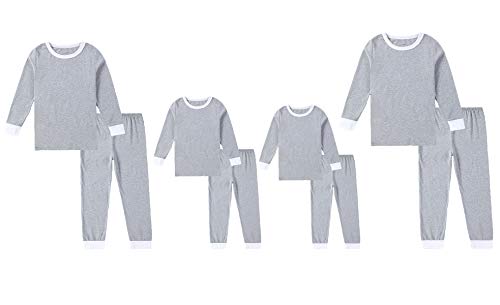 Matching Family Mom and Dad Clothes Boys Girls Organic Cotton Pajamas Gray Kids Sleepwear (Light Gray-Kid, 2T)