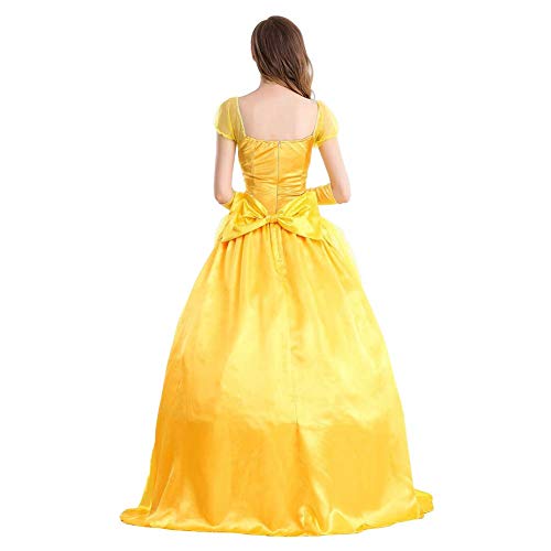 OBEEII Damen Belle Kostüm Märchen Beauty and the Beast Kleid Karneval Erwachsene Festlich Party mit Handschuhe… – Bild 6