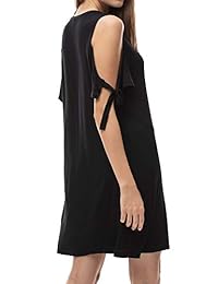 MessBebe - Vestido largo con hombros descubiertos para mujer, vestido negro de verano, vestido informal, blando