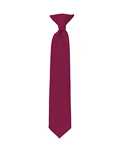 NYfashion101 Boy's Solid Clip on Tie- Raspberry