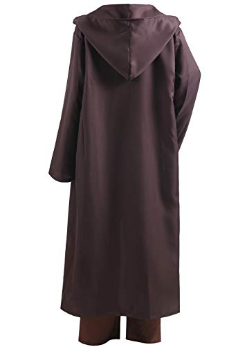 ALIZIWAY Unisex Tunic Jedi Costume OBI Wan Kenobi Halloween Cosplay Hooded Robe Cloak for Adults Y056M - Thumbnail 2