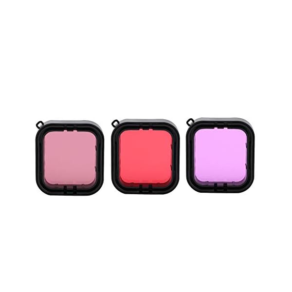 3 STÜCKE Tauchen Objektiv Filter Set für Gopro Hero 5/6 Action Kamera,Optisches Glas Tauchfilter Wasserdichtes Zubehör…