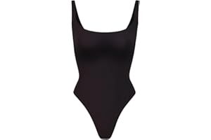 SHAPERX Women's Square Neck Bodysuit Fit Everybody No Compression Sleeveless Body Suits