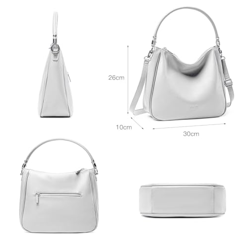 David Jones - Women Handbag - PU Leather Shoulder Bag Medium Size Long Handle Fashion Classic Practical Elegant White Elegant