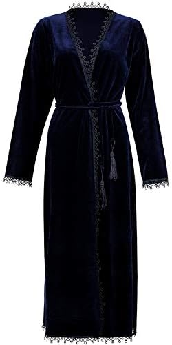 BellisMira Women's Velvet Dressing Gown Winter Pajamas Warm Bathrobe Wrap Kimono Elegant Flannal Robe Sleepwear