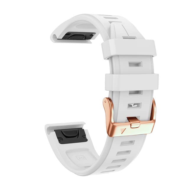 Pingwen Band Strap Compatible for Garmin Fenix 7S/6S/5S Watch Band Replacement - Silicone (White)