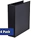 Amazon Basics Heavy-Duty D-Ring Binder - 2 Inch, Black, 4-Pack