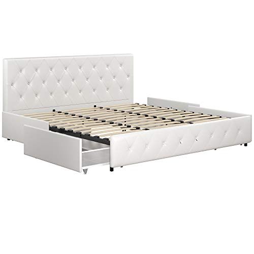 DHP Dakota Upholstered Platform Bed with Underbed Storage Drawers and