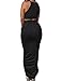 HUUSA Women's Slit Bodycon Maxi Skirt Sets Crewneck Sleeveless Tank Shirt Tops 2 Piece Ruched High Waist Skirt Bottom Black L