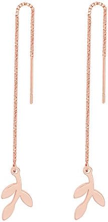 TUSHUO Simple Leaf Pendant Earrings Dangle Style Olive Branch Leaves Long Chain Earrings for Women