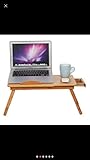 Songmics 100% Bamboo Adjustable Laptop Desk with USB Fan Foldable Breakfast Serving Bed Tray w' Tilting Top/Drawer ULLD01F