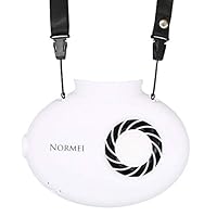 Normei Necklace Fan Battery Operated Mini Portable USB Rechargeable Fan with Adjustable String Powered by 18650 Battery for Personal Cooling Kids Walking Travel Outdoor (White)