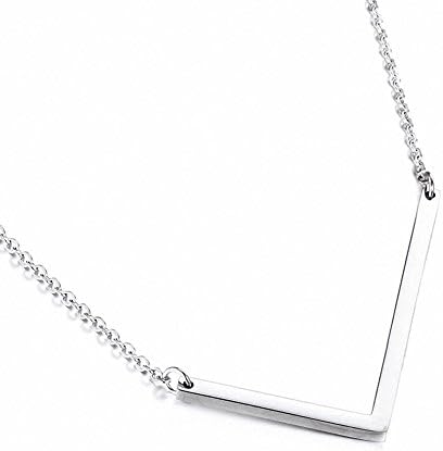 Jwoolw Stainless Steel Silver Sideways Big Initial Alphabet 26 Letters Name Pendant Chain Necklace From A-Z for Girls (Style L)