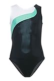 k-Bee Leotards Girl's Elite White/Seafoam/Black Mystique Gymnastics Leotard
