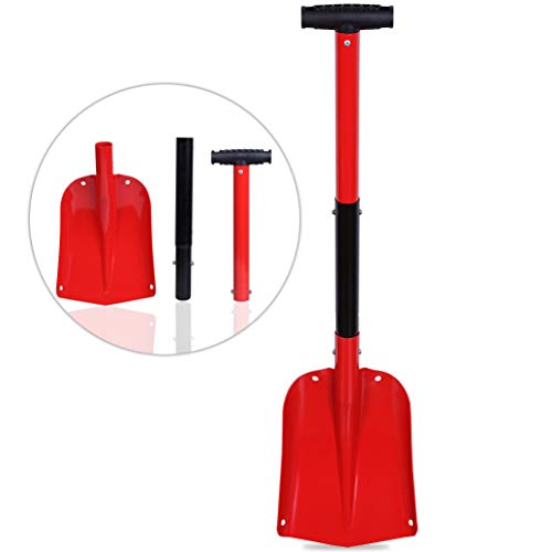 CARTMAN Sport Snow Shovel, Utility Scalable Camping Shovel for Car, Portable Aluminium Shove (Red)