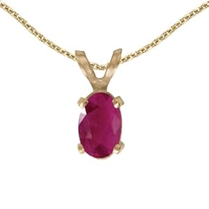 14k Yellow Gold Oval Ruby Pendant with 18″ Chain