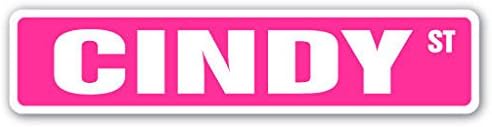 Cortan360 CINDY Street Sign Childrens Name Room Sign| Indoor/Outdoor | 8" Wide Sticker Decal