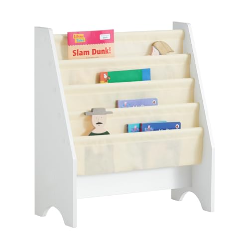 SoBuy Book Shelf Kids Book Stand Bookshelf Bookcase Storage Shelves Rack Toys Organizer For Kids Storage Display Holder رف كتب الأطفال رف كتب for Children's Room, Playroom, Nursery, FRG225-W
