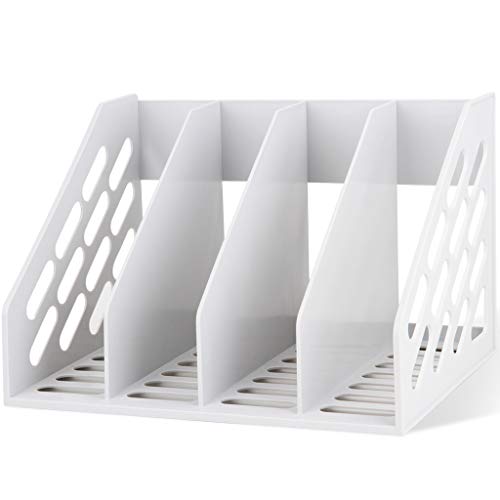 Desktop One-Piece Plastic File Holder Office Supplies File Box Storage Magazine Cabinet,White