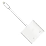 Lightning Digital AV Adapter, Lighting to HDMI Adapter, Compatible iPhone, iPad, and iPod Touch Models, with Lightning Charging Port for HD TV Monitor Projector 1080P (White)